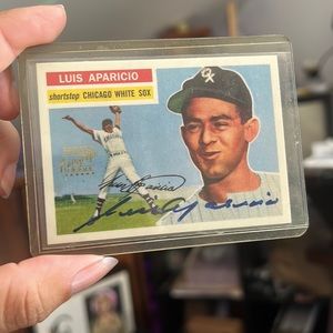 Luis Aparicio Signed 1956 Topps #292 Card Orioles HOF PSA/DNA Autograph Mint 9